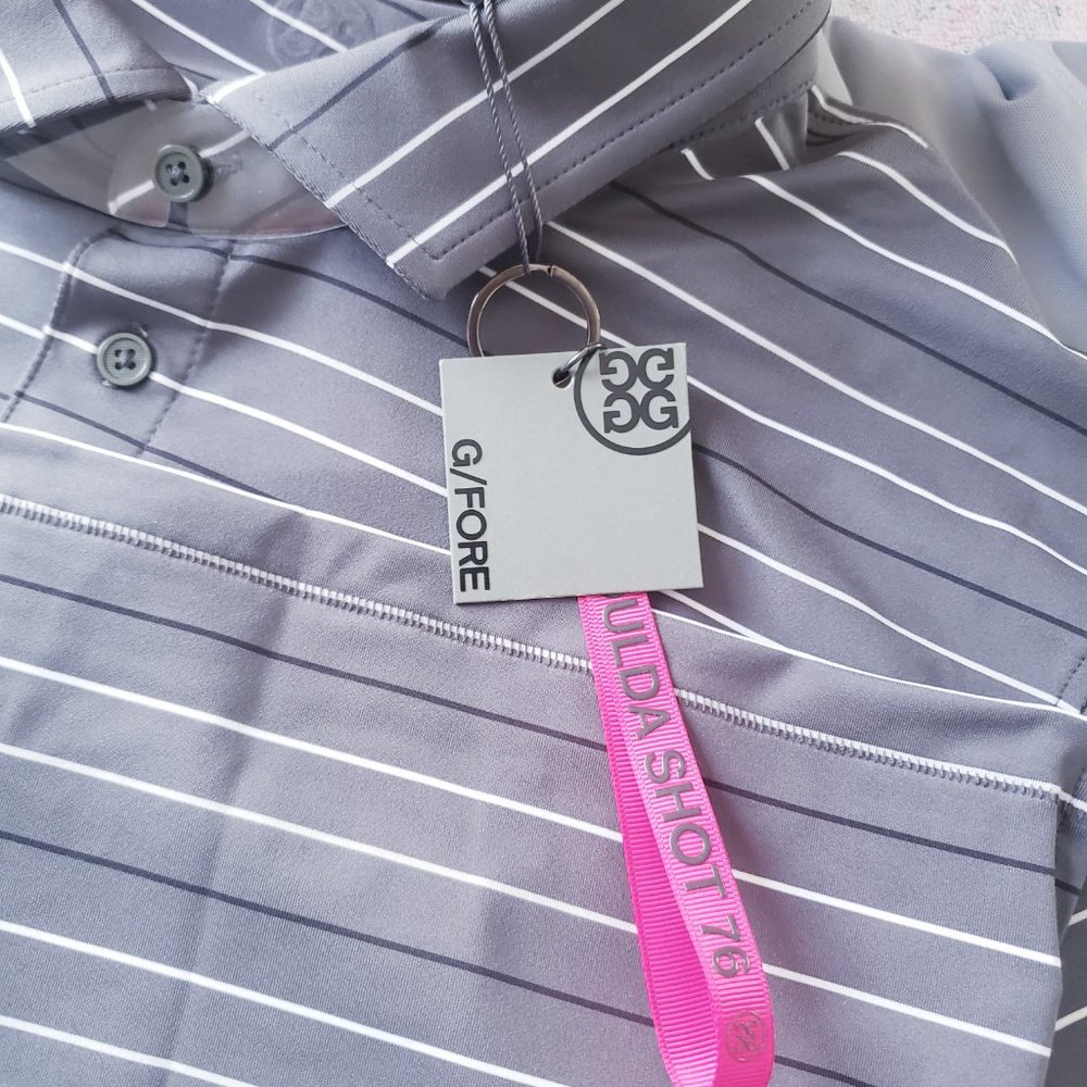 G/FORE Golf Polo Shirt Gray Striped - G4MS20K03 Summer